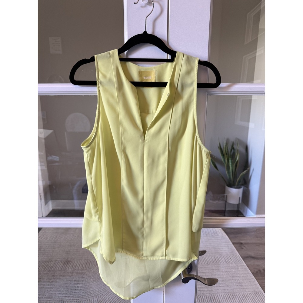 Maeve Anthropologie Womens Size 4 Yellow Pleated High-Low Sleeveless Blouse Top